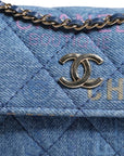 Chanel Logo Print Blue Denim Quilted Handbag
