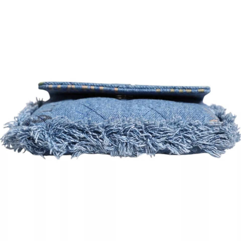 Chanel Logo Print Blue Denim Quilted Handbag