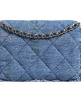 Chanel Logo Print Blue Denim Quilted Handbag
