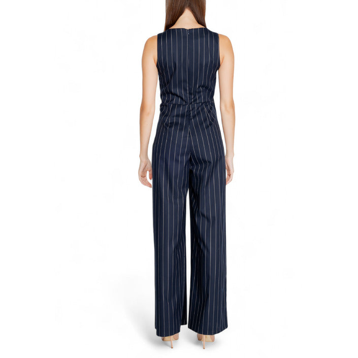 Rinascimento V-Neck Striped Maxi Jumpsuit