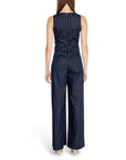 Rinascimento V-Neck Striped Maxi Jumpsuit