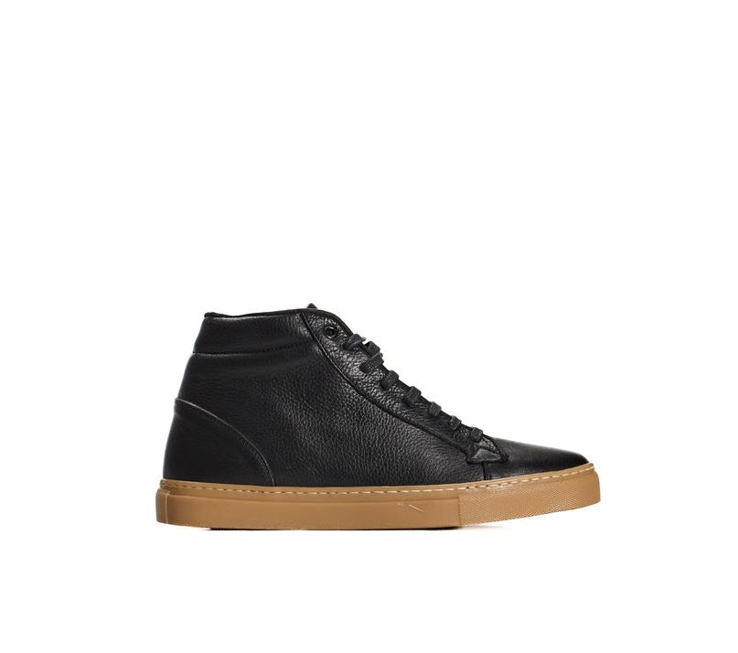 Roberto Pepe Luxury Leather High Top Sneakers - Black - Made In Italy