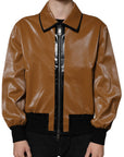 Dolce & Gabbana Collar Bomber Leather Jacket - Caramel 