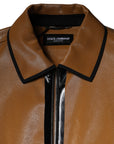 Dolce & Gabbana Collar Bomber Leather Jacket - Caramel