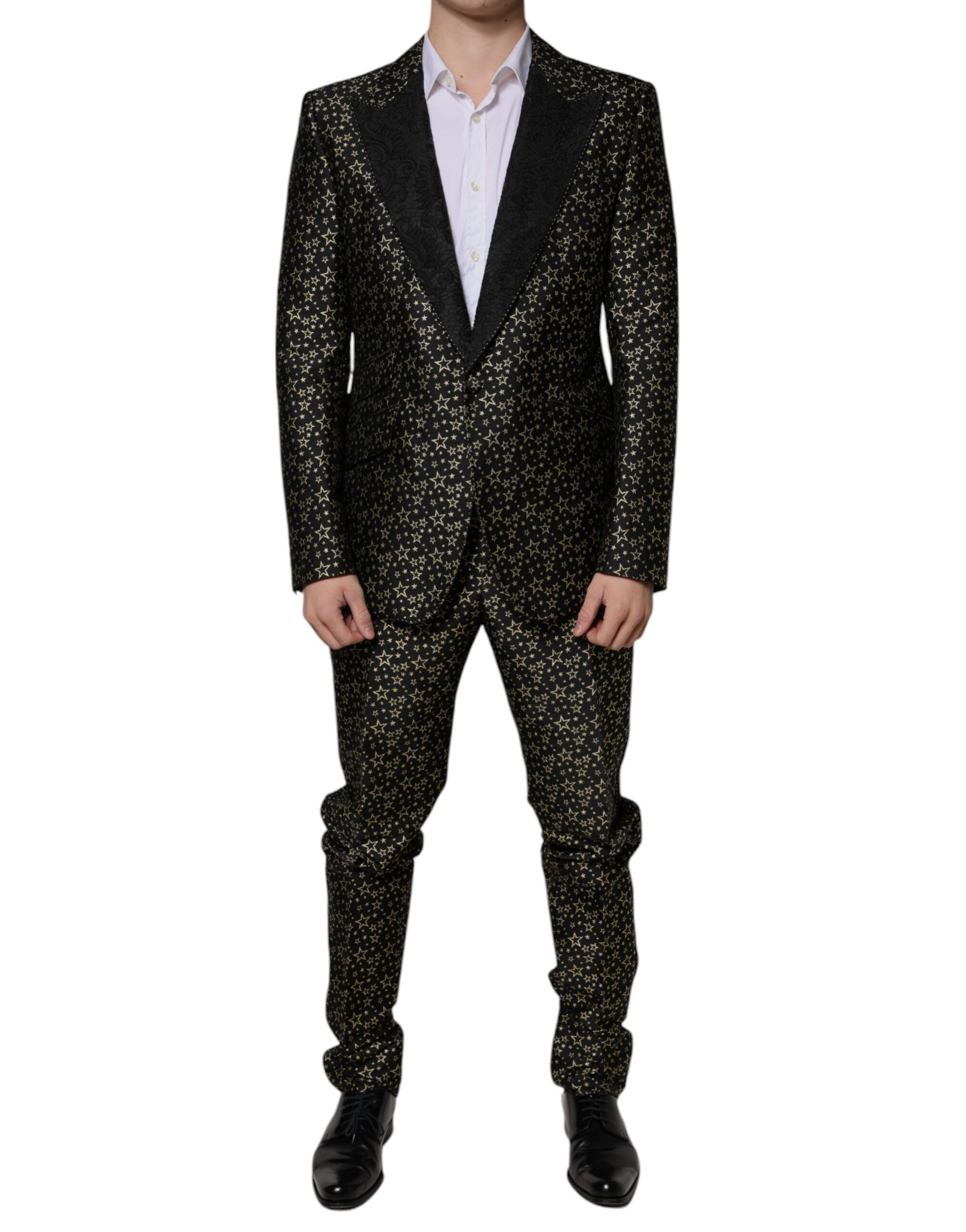 Dolce & Gabbana Gold Stars Jacquard Sicilia 2-Piece Suit