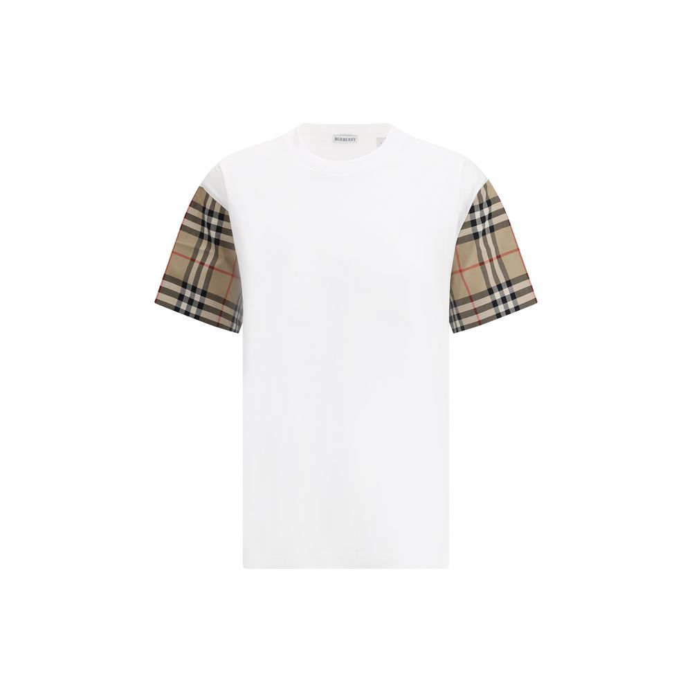 signature checkered sleeves cotton t-shirt