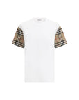 signature checkered sleeves cotton t-shirt