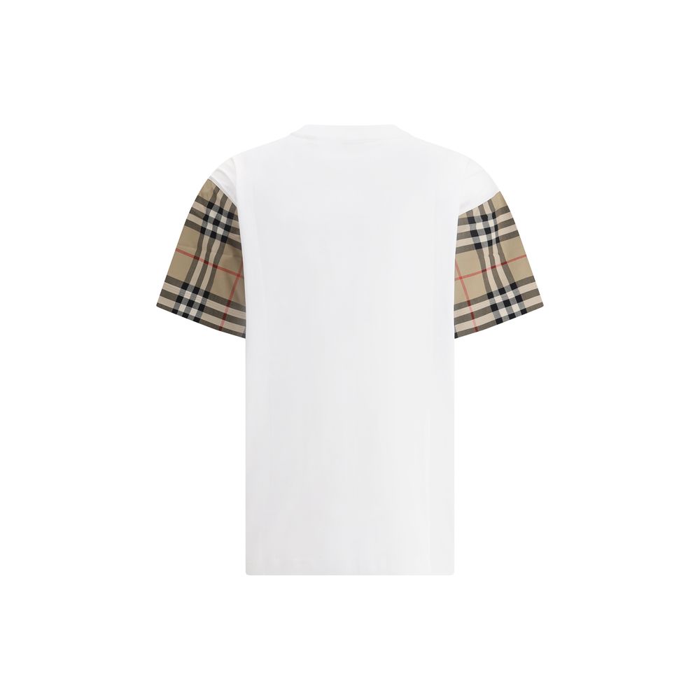 signature checkered sleeves cotton t-shirt