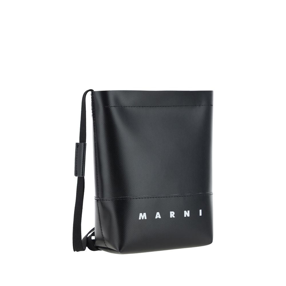 Marni Logo Bucket Crossbody Bag - Black