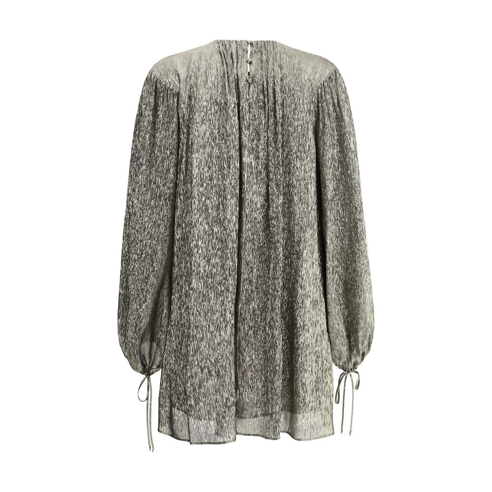 Chloé Silk lamé mini glam blouse dress - silver