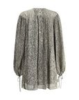 Chloé Silk lamé mini glam blouse dress - silver