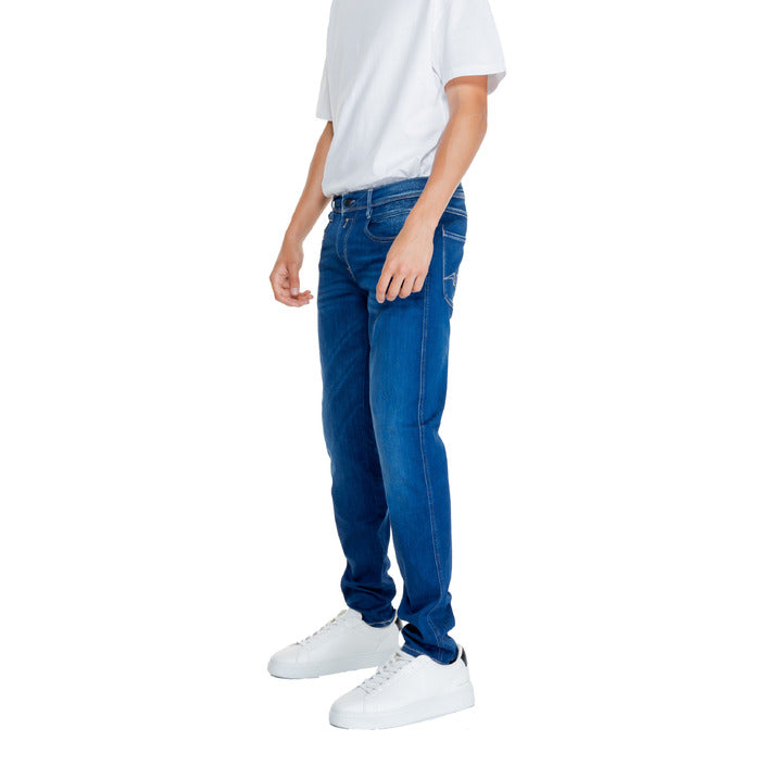 Replay Logo Medium Blue Straight Leg Fit Jeans