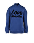 Love Moschino Logo Cotton-Blend Turtleneck Sweatshirt - Blue