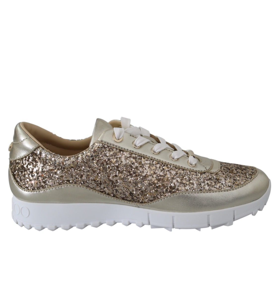 Jimmy Choo Monza Osao Gold Glitter Leather Low Top Sneakers