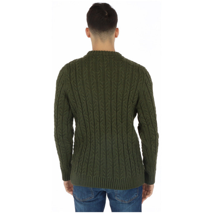 Superdry Logo Wool-Blend Cable Knit Sweater - Khaki Green