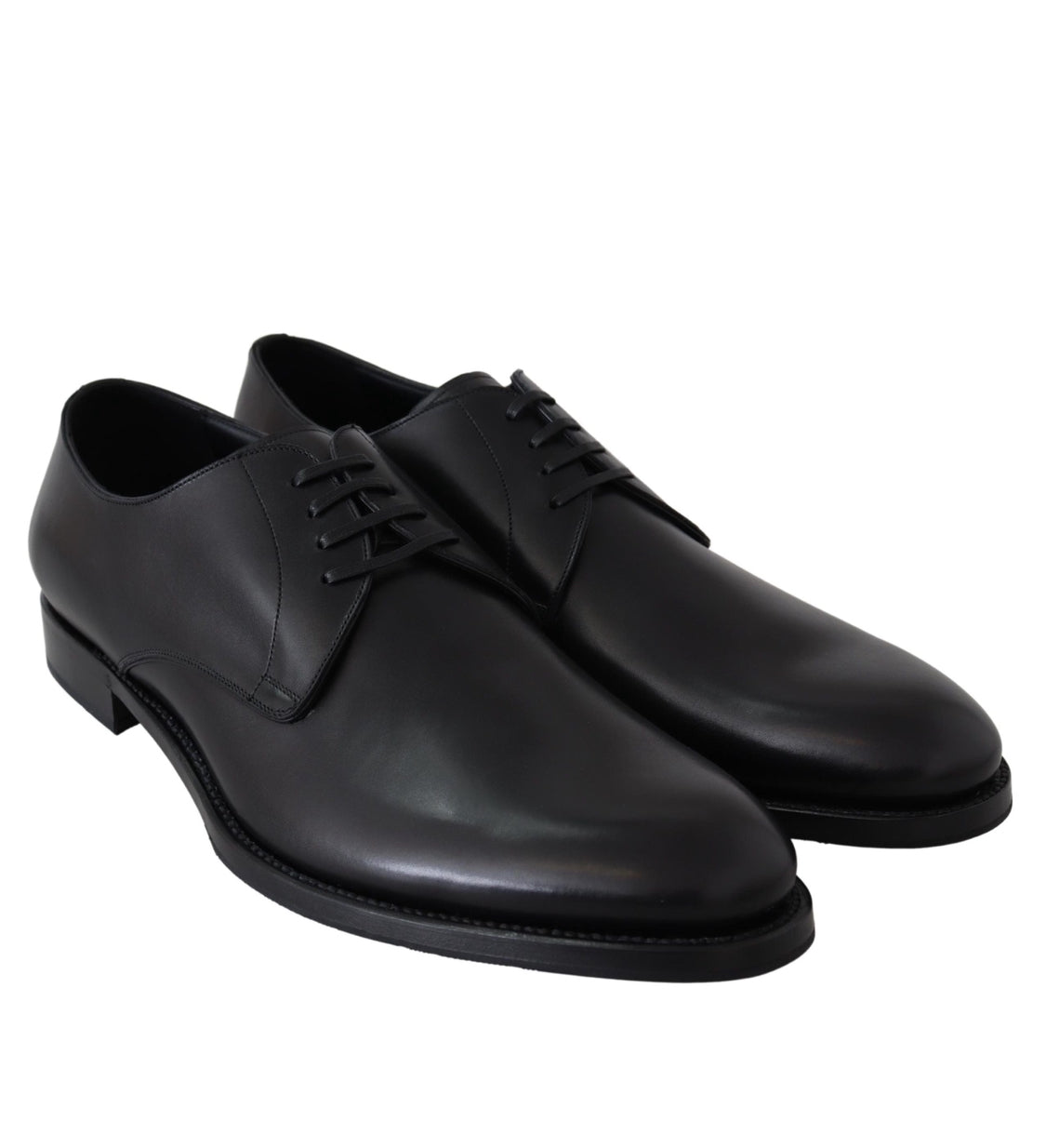 Dolce & Gabbana Black Leather Sartoria Handcrafted Derby Lace-Up Shoes