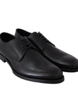 Dolce & Gabbana Black Leather Sartoria Handcrafted Derby Lace-Up Shoes