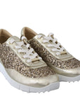 Jimmy Choo Monza Osao Gold Glitter Leather Low Top Sneakers