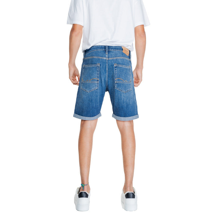 Jack & Jones Logo Rolled Hem Light Wash Denim Shorts