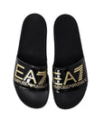 EA7 By Emporio Armani Logo Slides - Black & Gold