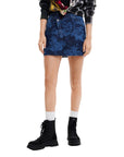 Desigual Pure Cotton Raw Hem Patterned Mini Skirt