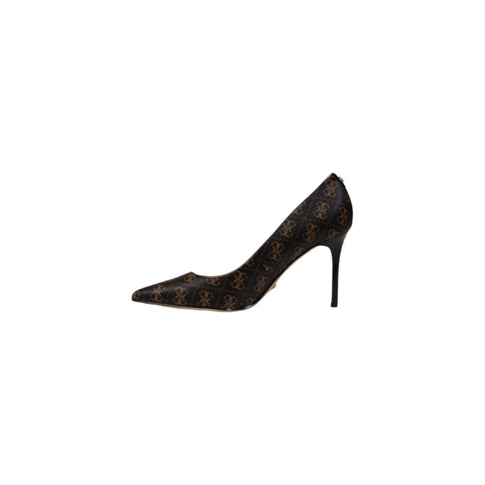 Guess Logo Monogram Vegan Leather Pointed Toe Court Heels