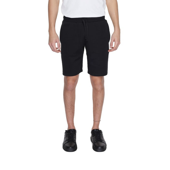 Emporio Armani Logo Cotton-Blend Athleisure Shorts - black