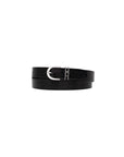Calvin Klein Logo Leather Belt With Rounded Sliver Metal Buckle