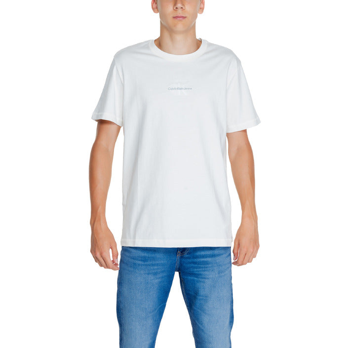 Calvin Klein Jeans Logo 100% Cotton Crewneck T-Shirt - white