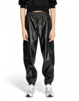 Only Leather-Look Black Baggy & Tapered Cargo Jogger Pants