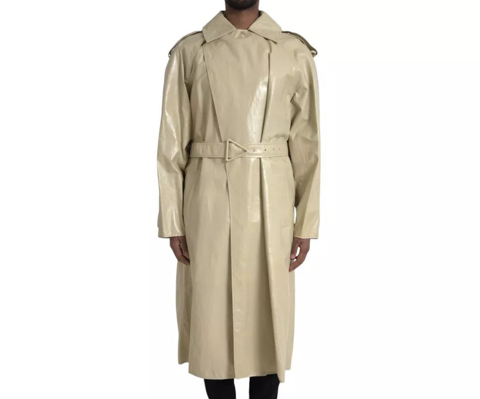 Bottega Veneta Leather Hooded Trench Coat Jacket