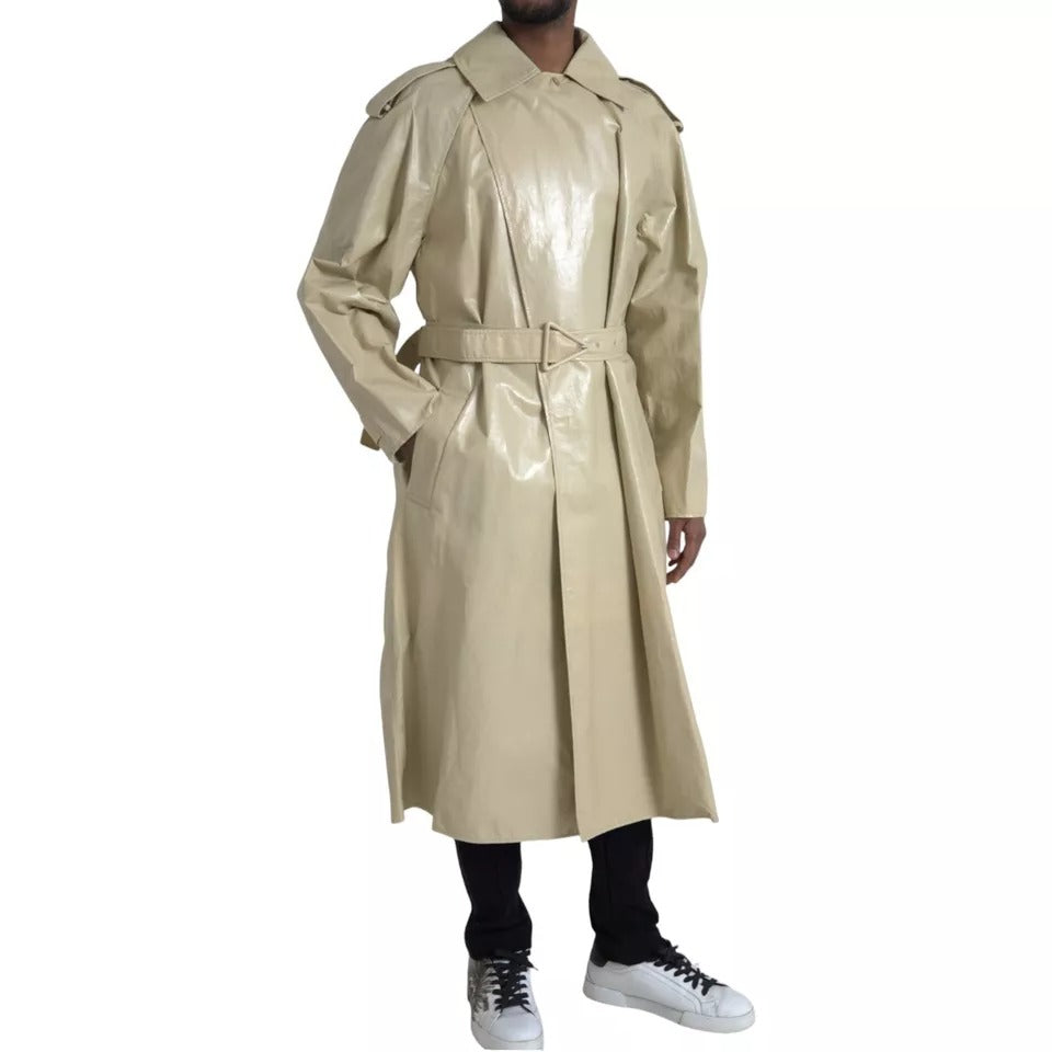 Bottega Veneta Leather Hooded Trench Coat Jacket