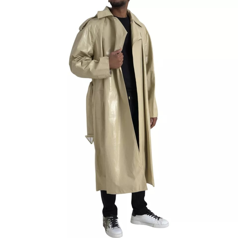 Bottega Veneta Leather Hooded Trench Coat Jacket