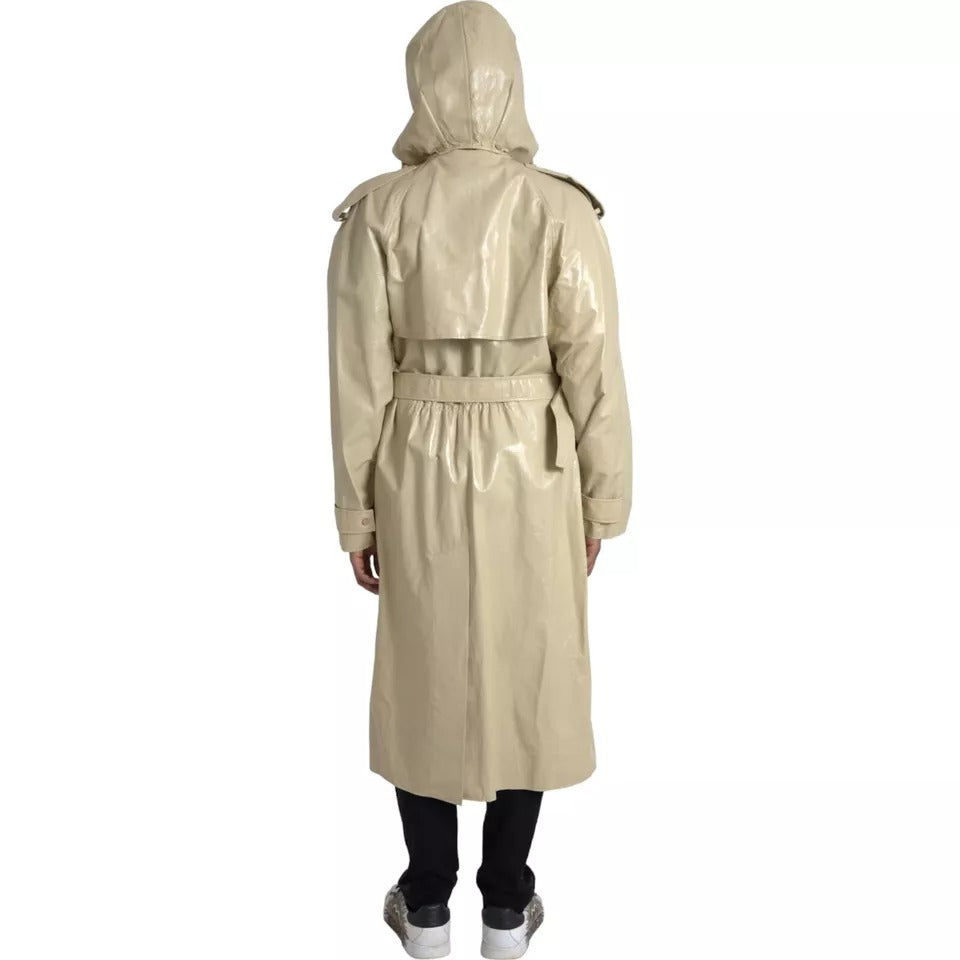 Bottega Veneta Leather Hooded Trench Coat Jacket
