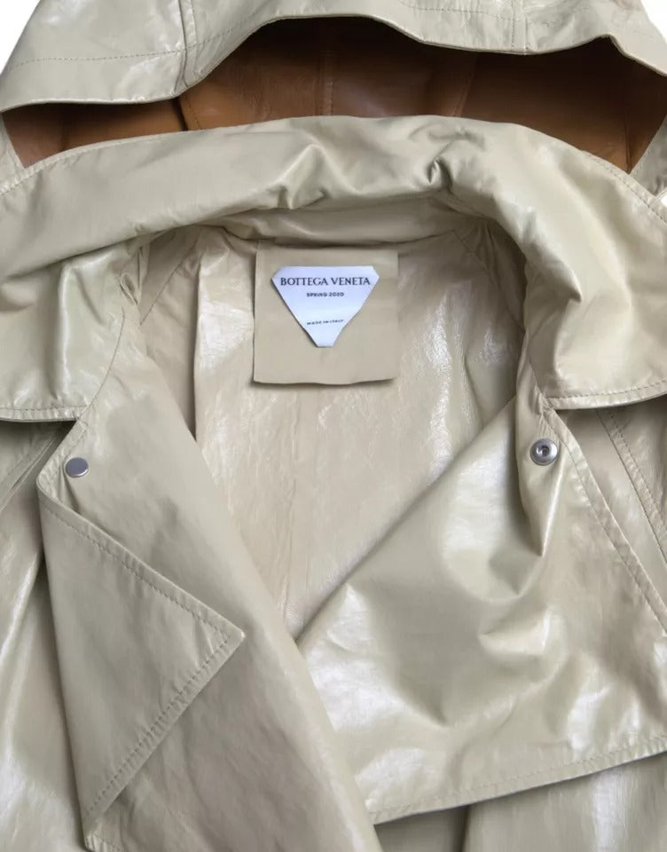 Bottega Veneta Leather Hooded Trench Coat Jacket