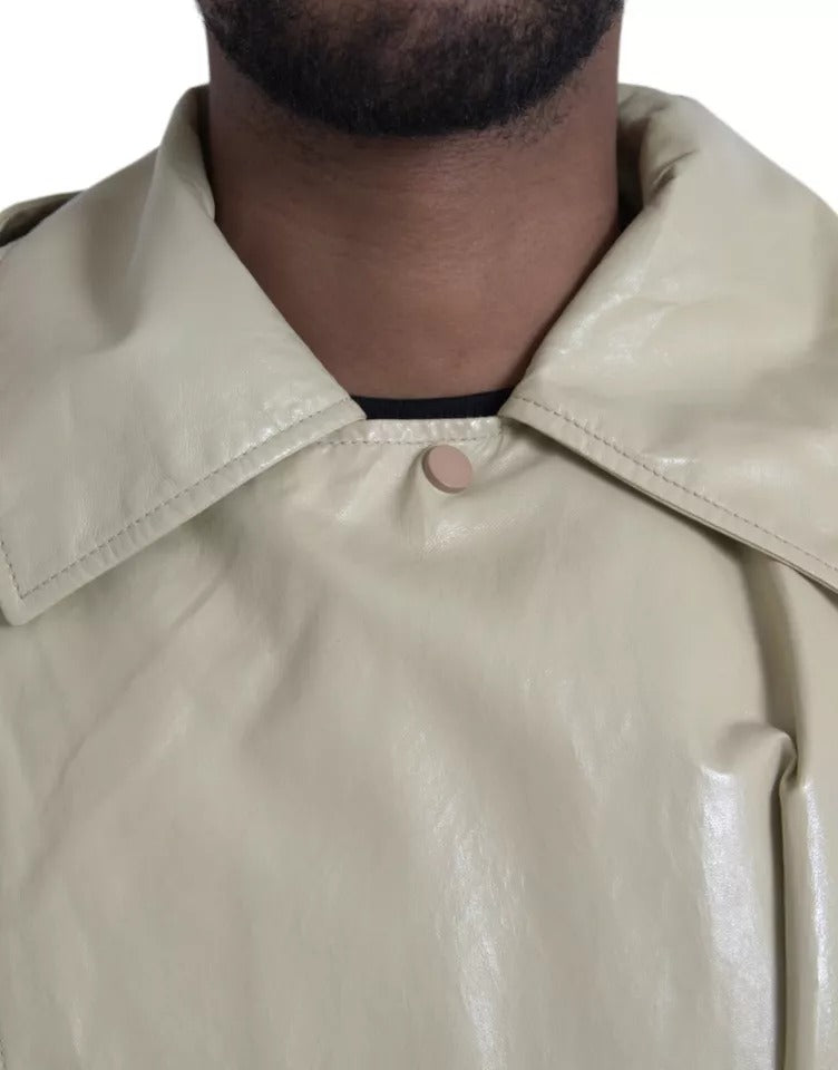 Bottega Veneta Leather Hooded Trench Coat Jacket