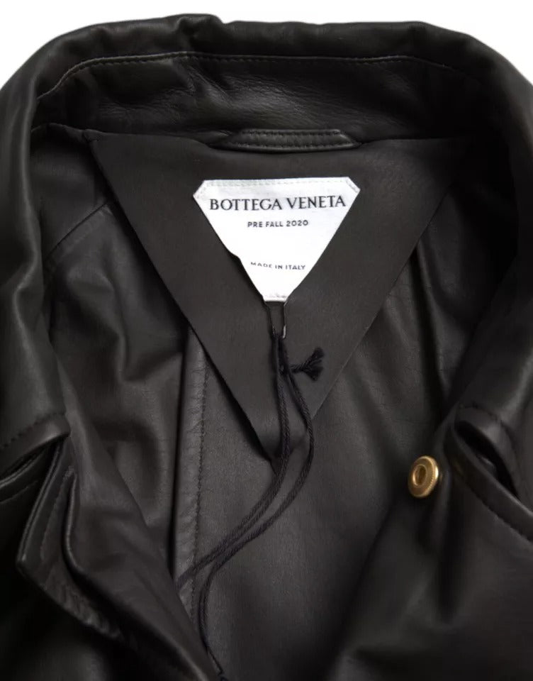 Bottega Veneta Leather Trench Coat - Black