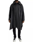 Bottega Veneta Leather Hooded Trench Coat - Black