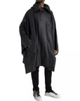 Bottega Veneta Leather Hooded Long Coat - Black