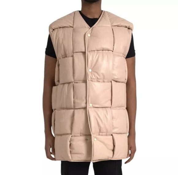 Bottega Veneta Quilted Sleeveless Leather Jacket - Beige