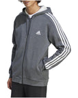 Adidas 3 Stripe & Logo Original Hooded Zip Jacket Cotton-Rich