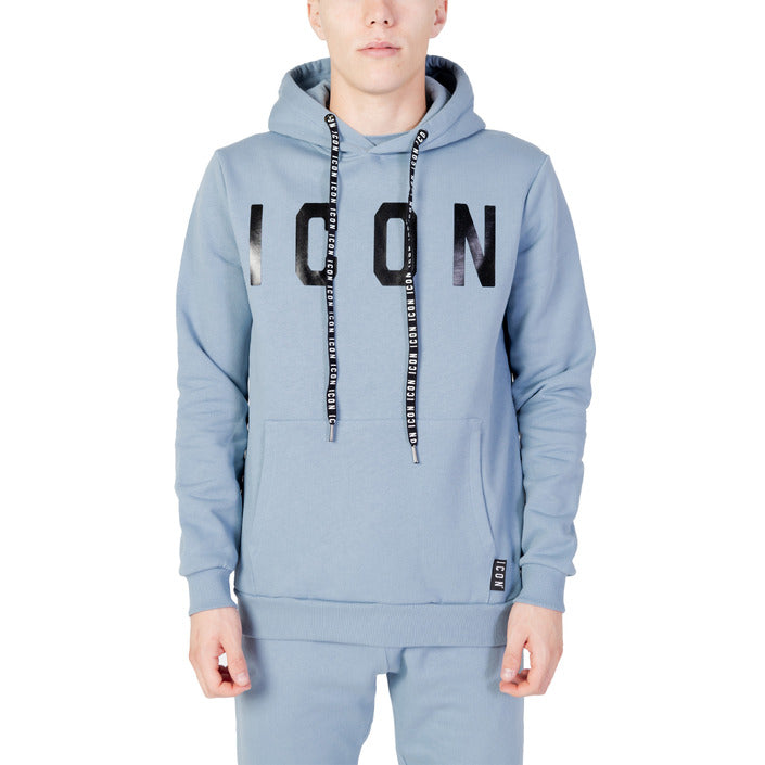 Icon Logo Pure Cotton Athleisure Hooded Pullover - Light Blue