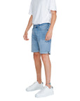 Jack & Jones Logo Bleached & Light Wash Rolled Hem Denim Shorts