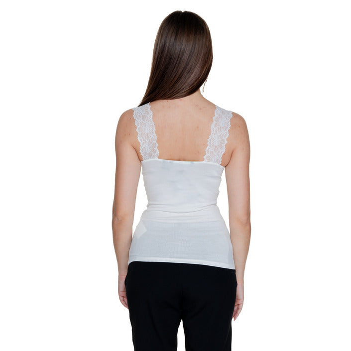 Vero Moda Minimalist Lace Trim Tank Top - white