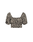 Only Tropical Palms Square Neckline Midriff Crop Top