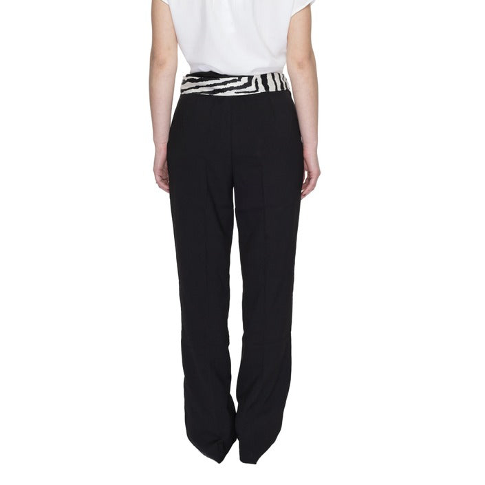 Only Zebra Belt Tie Wide Leg Baggy Black Pants