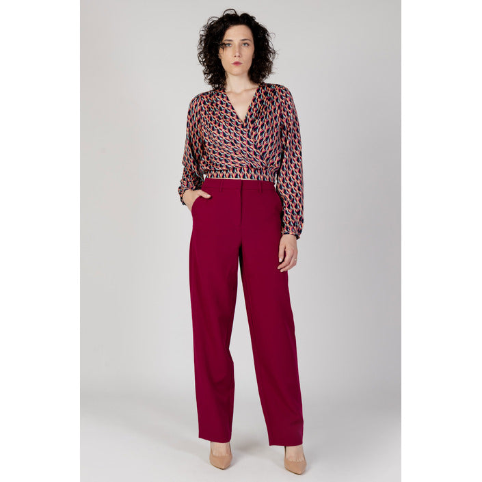 Vila Clothes Red Bordeaux Wide Leg Suit Pants