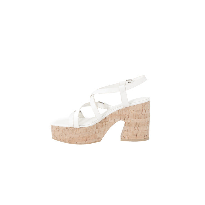 Guess Leather Chunky Heel Sandals - White
