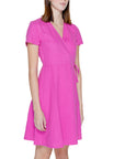 Only Fuchsia Hot Pink Linen-Blend Mini Wrap Dress