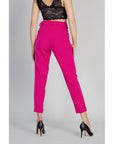 Sol Wears Women Slim Fit Crop Pants - fuchsia pink
